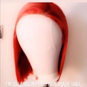 Long bob cut red handmade unit